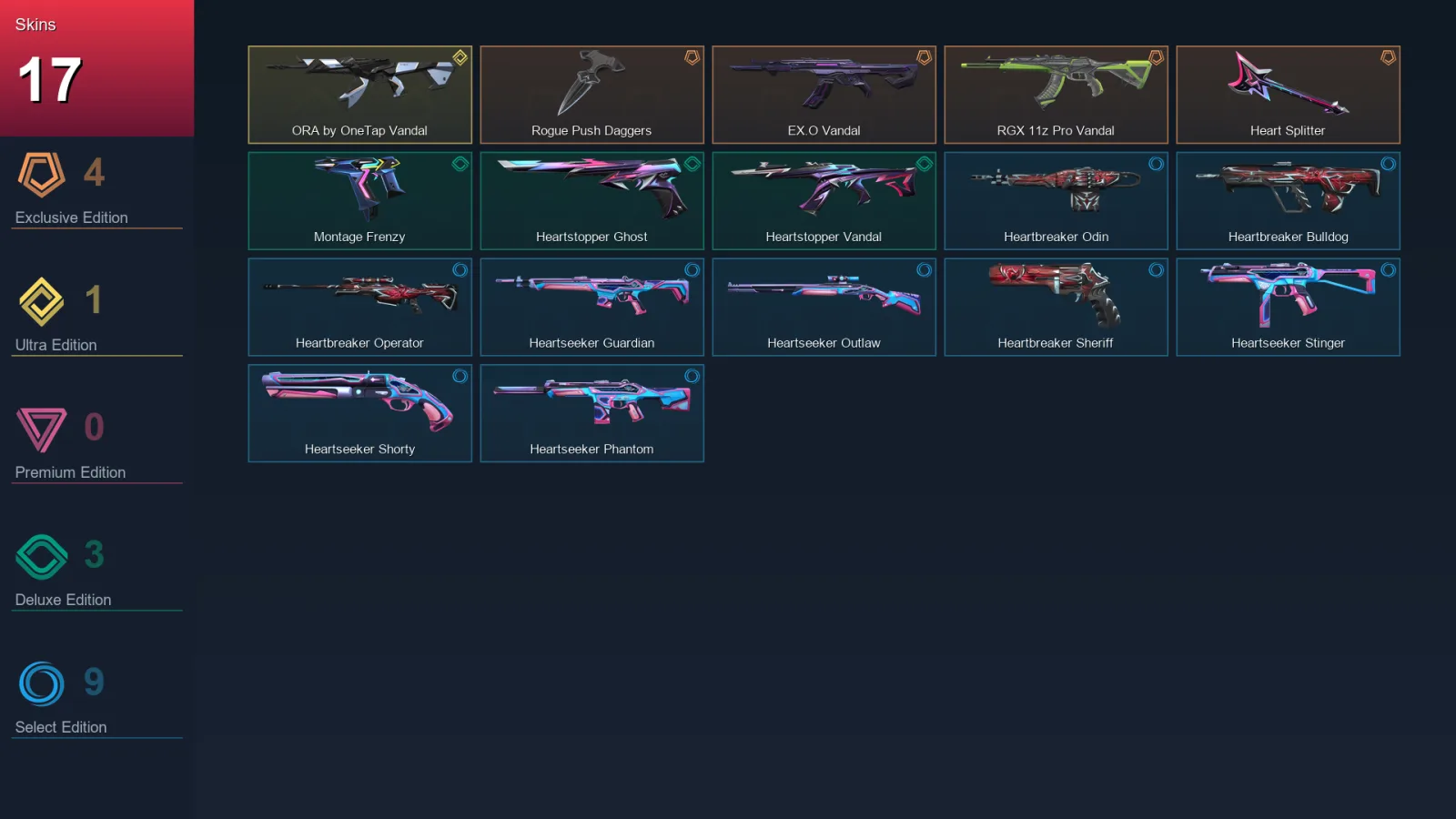 EU | Lv105 | Unranked | 17 Skin | 23 Agent | 47 Buddy