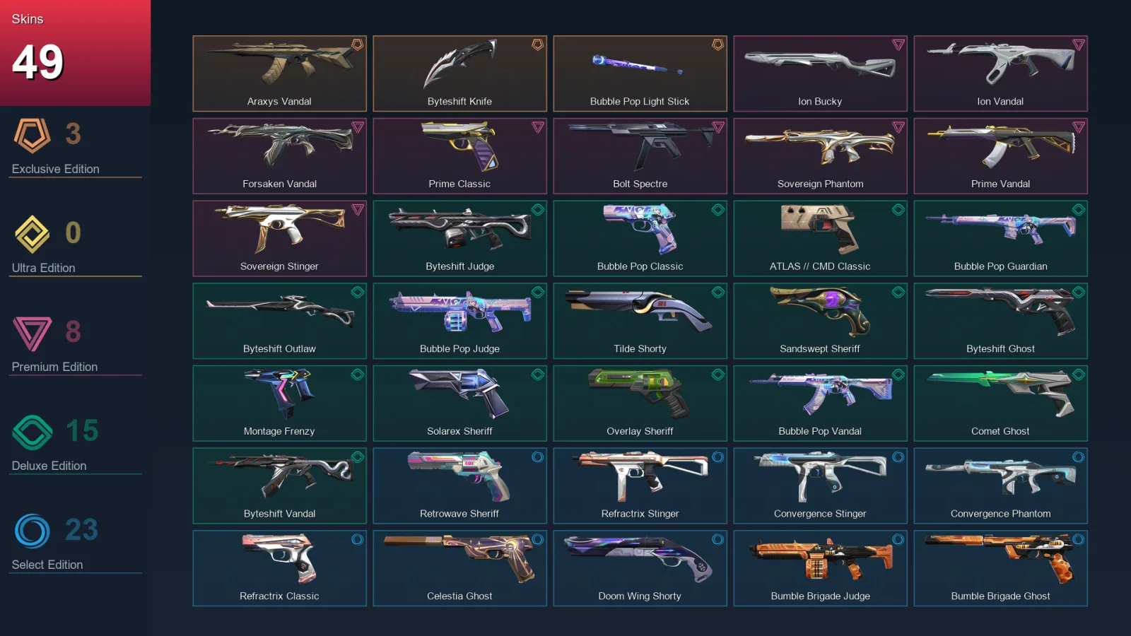 EU | Lv239 | Unranked | 49 Skin | 28 Agent | 112 Buddy — Valorant account