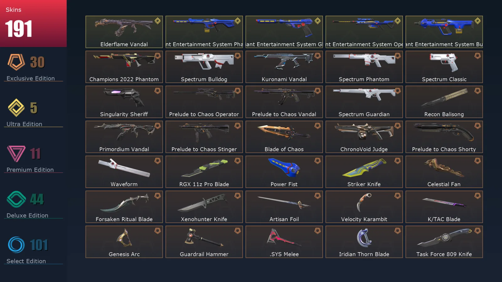 [Valorant] | EU | Level 362 | 25 Agents | 191 Skins