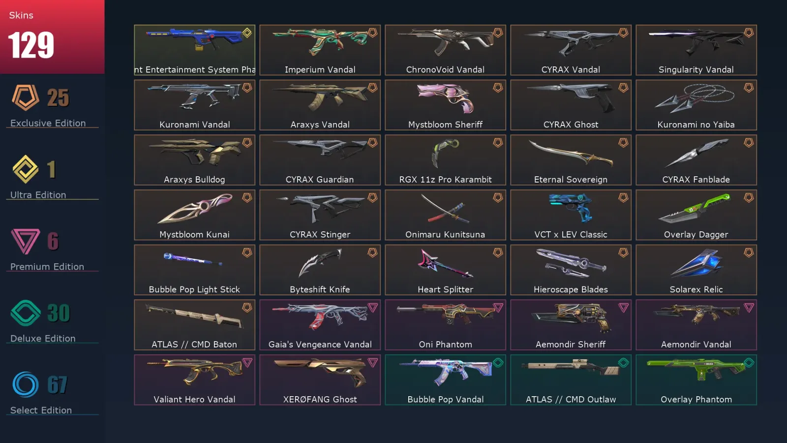 [Valorant] | EU | Level 255 | Diamond 3 | 28 Agents | 129 Skins — Valorant account