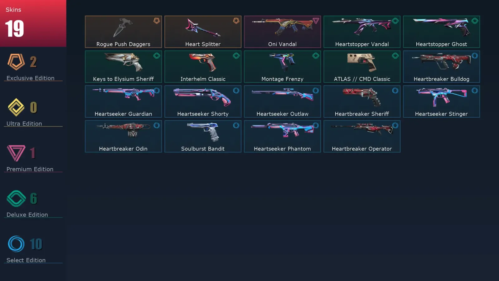 [Valorant] | EU | Level 118 | Ascendant 1 | 29 Agents | 19 Skins