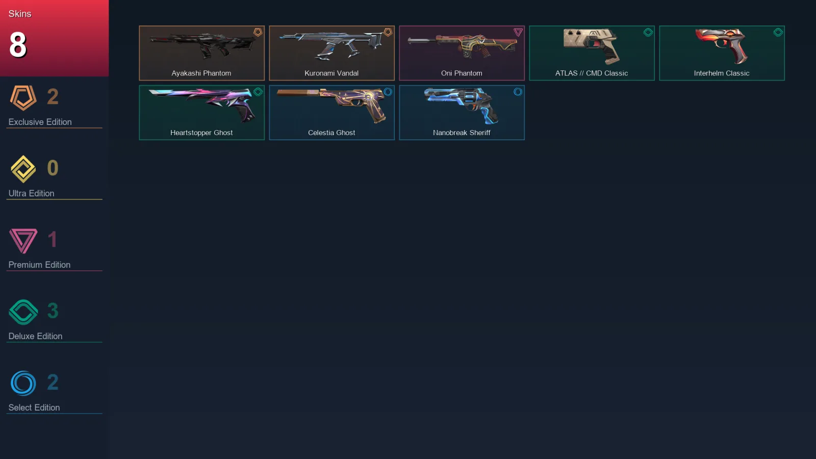 AP | Lv115 | Unranked | 8 Skin | 28 Agent | 43 Buddy