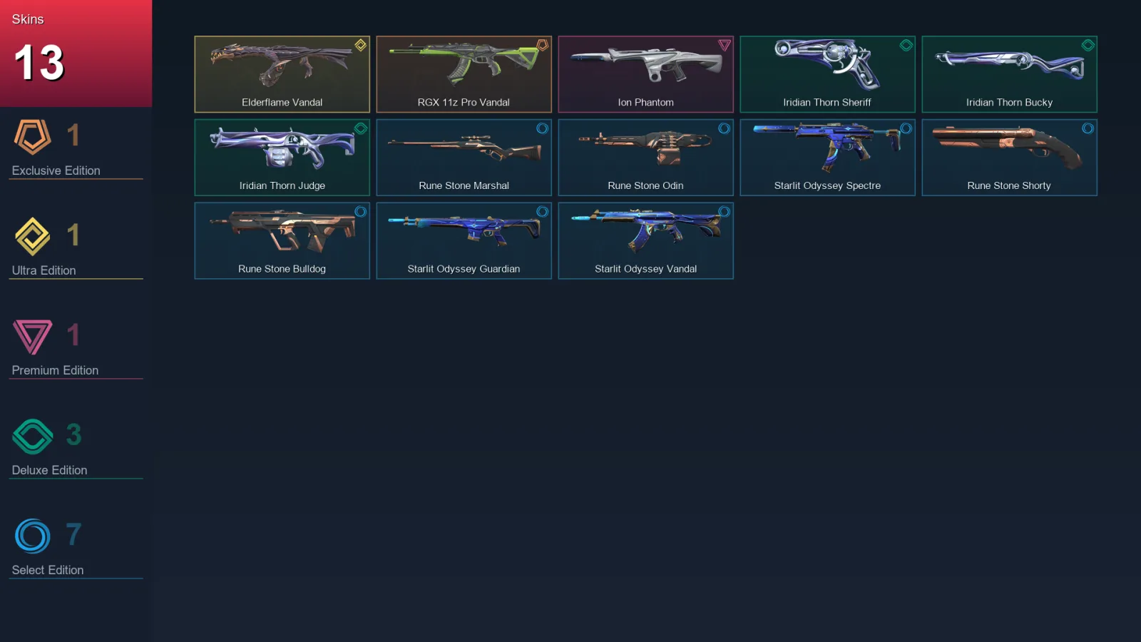 AP | Lv30 | Unranked | 13 Skin | 11 Agent | 10 Buddy