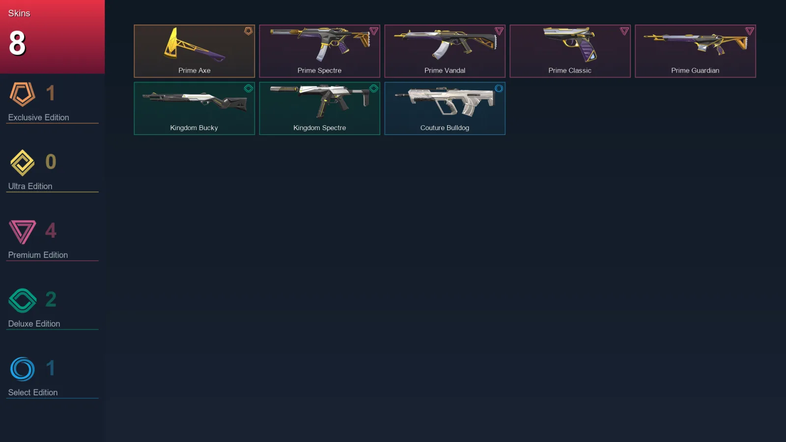 NA | Lv1 | Unranked | 8 Skin | 7 Agent | 7 Buddy