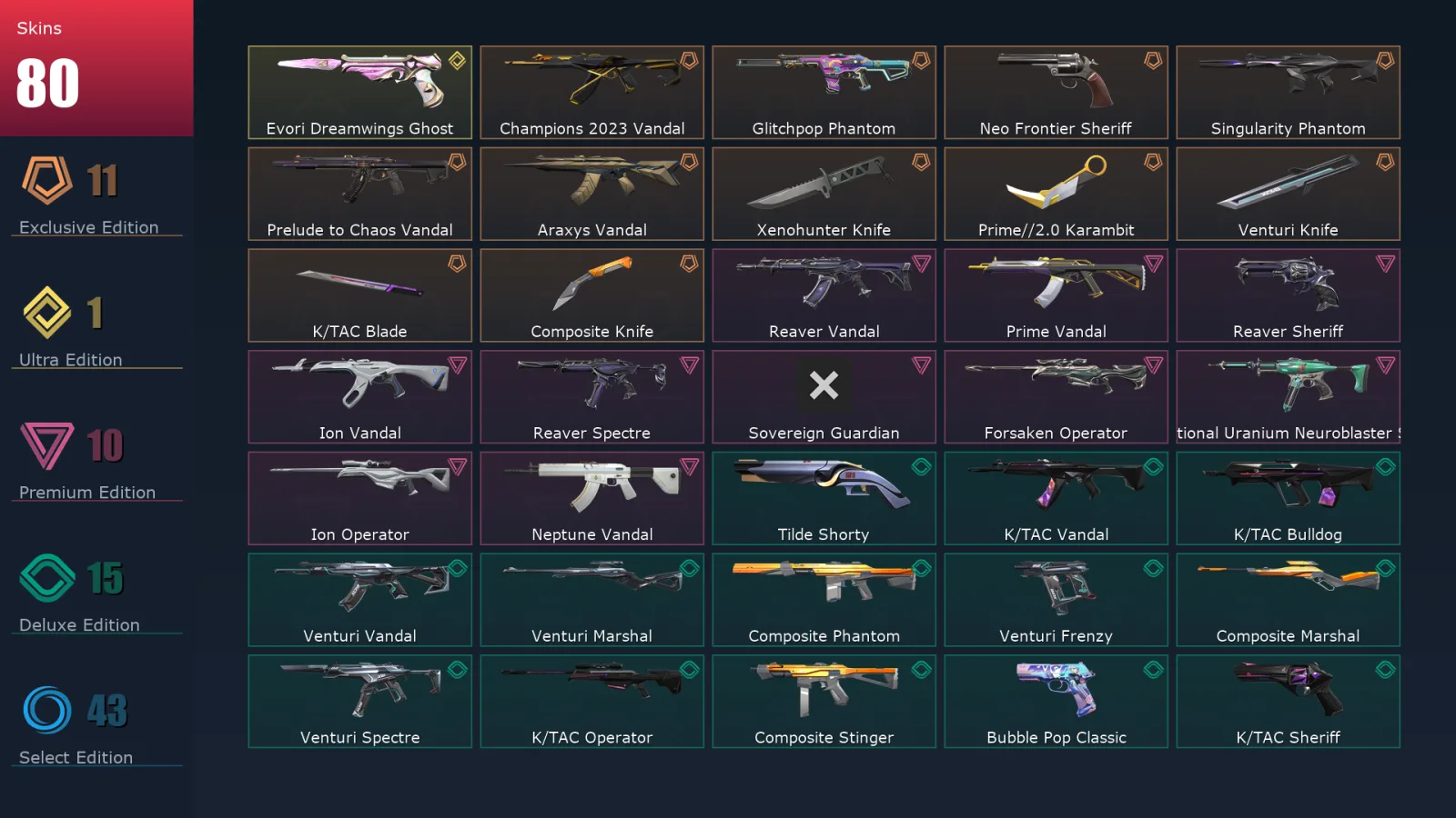 [Valorant] | EU | Level 341 | 29 Agents | 80 Skins