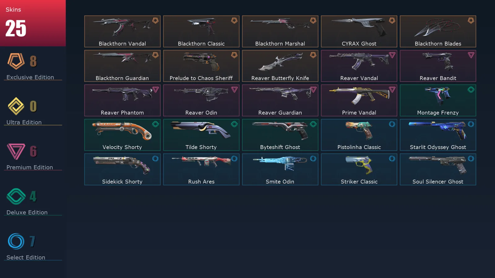 [Valorant] | EU | Level 207 | Diamond 2 | 29 Agents | 25 Skins