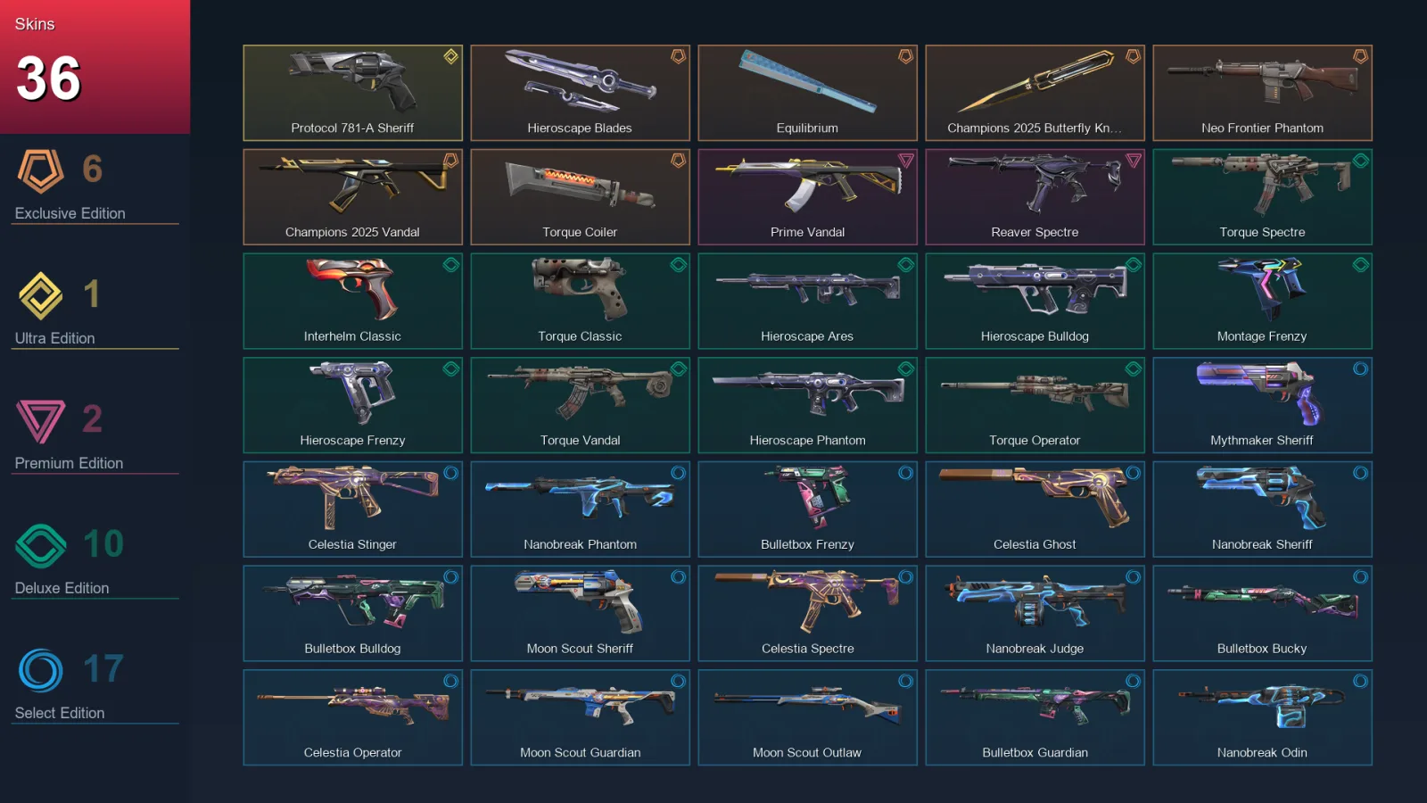 BR | Lv116 | Unranked | 36 Skin | 29 Agent | 55 Buddy — Champions 2025 Butterfly Knife