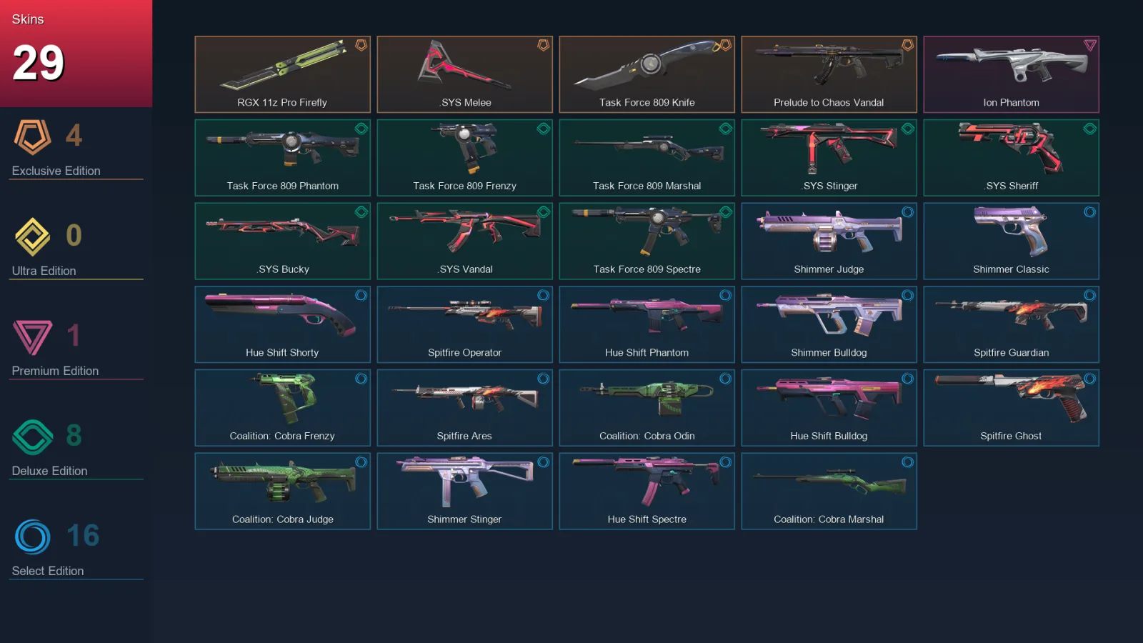 EU | Lv56 | Unranked | 29 Skin | 20 Agent | 31 Buddy