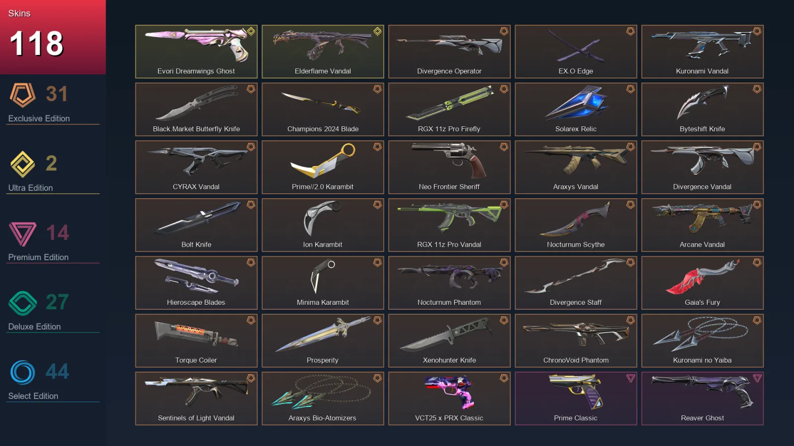 NA | Lv91 | Unranked | 118 Skin | 27 Agent | 64 Buddy