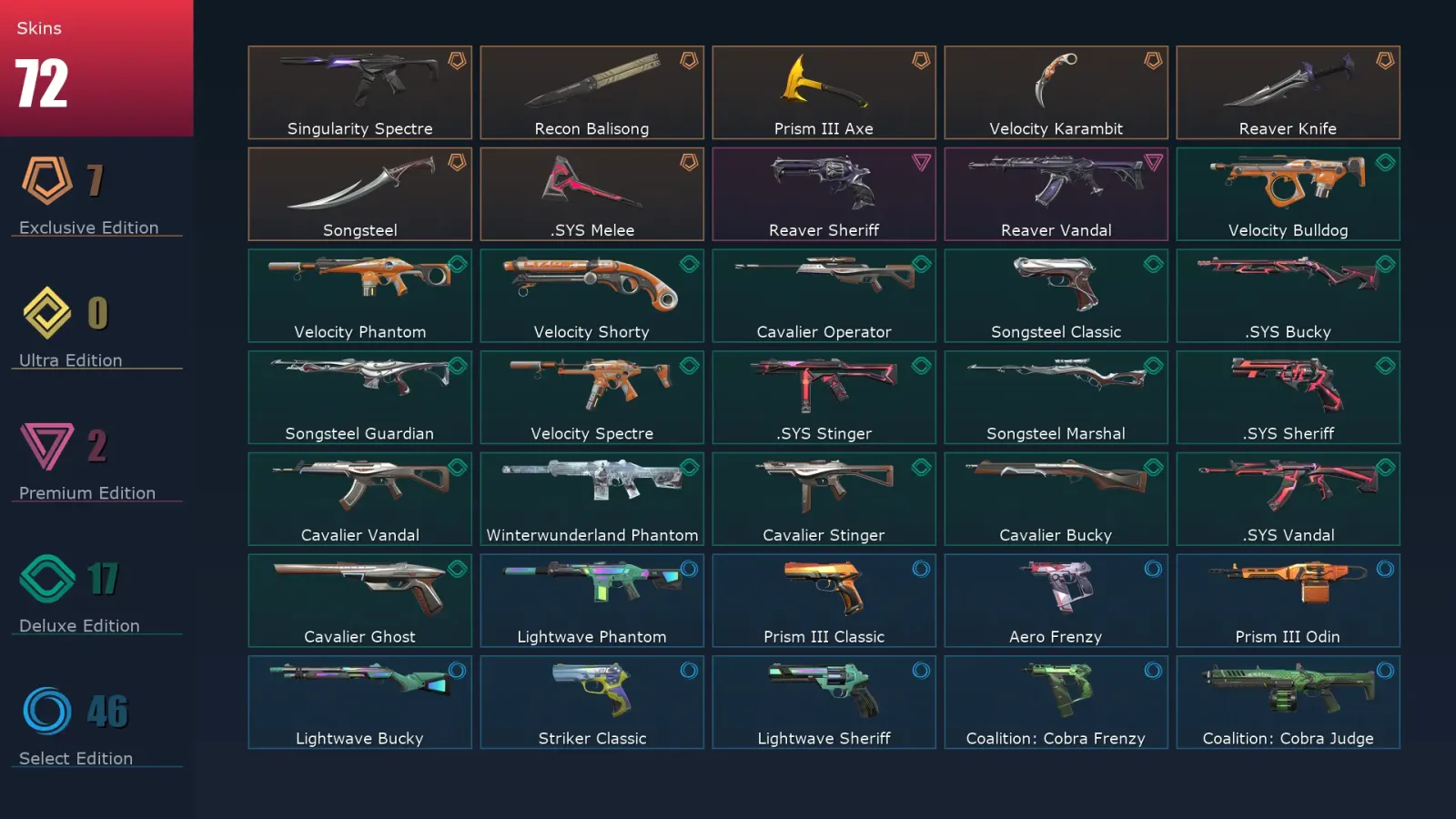 [Valorant] | EU | Level 218 | 29 Agents | 72 Skins