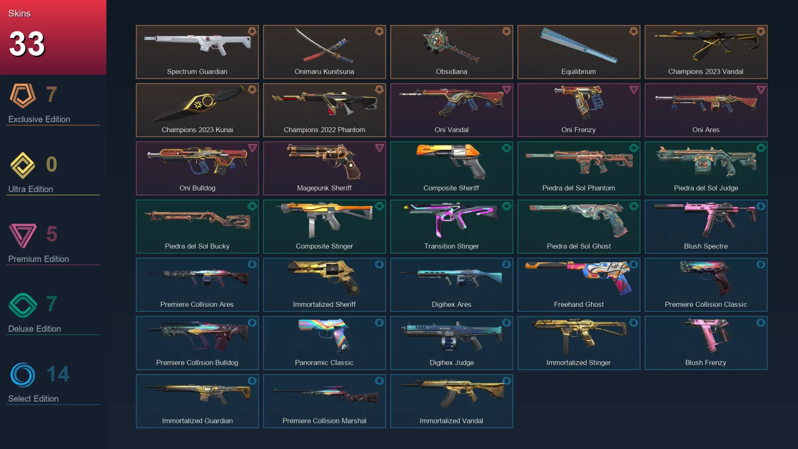 EU | Lv54 | Unranked | 33 Skin | 21 Agent | 35 Buddy — Oni Frenzy