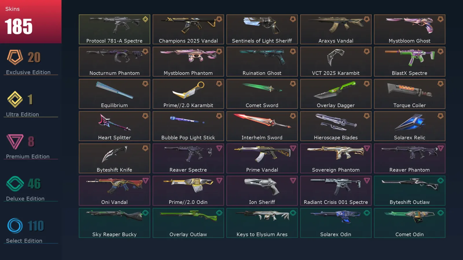 [Valorant] | EU | Level 330 | Bronze 3 | 29 Agents | 185 Skins