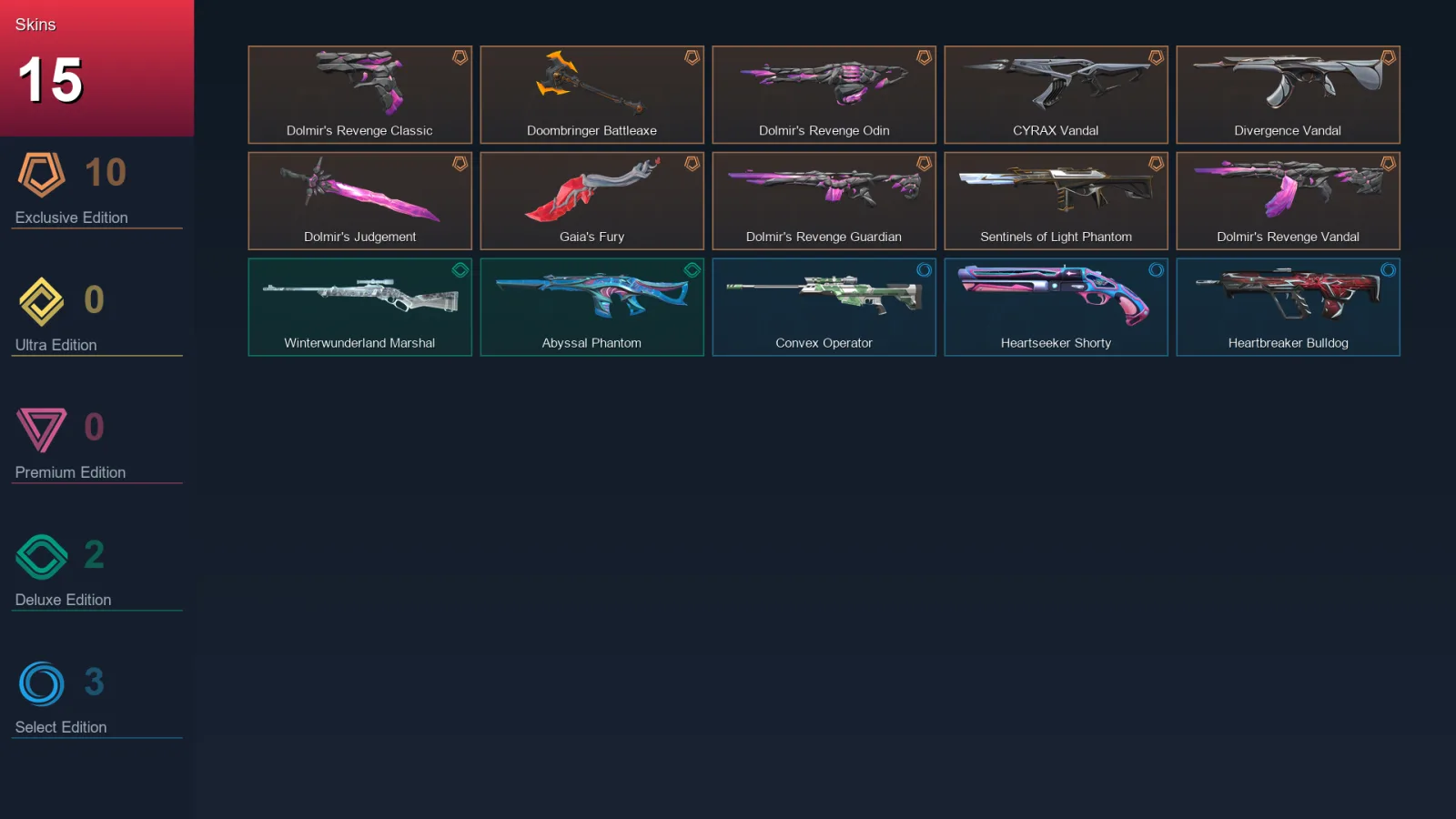 NA | Lv7 | Unranked | 15 Skin | 8 Agent | 4 Buddy