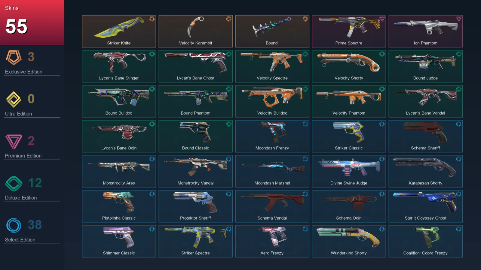AP | Lv221 | Unranked | 55 Skin | 23 Agent | 86 Buddy — Valorant account
