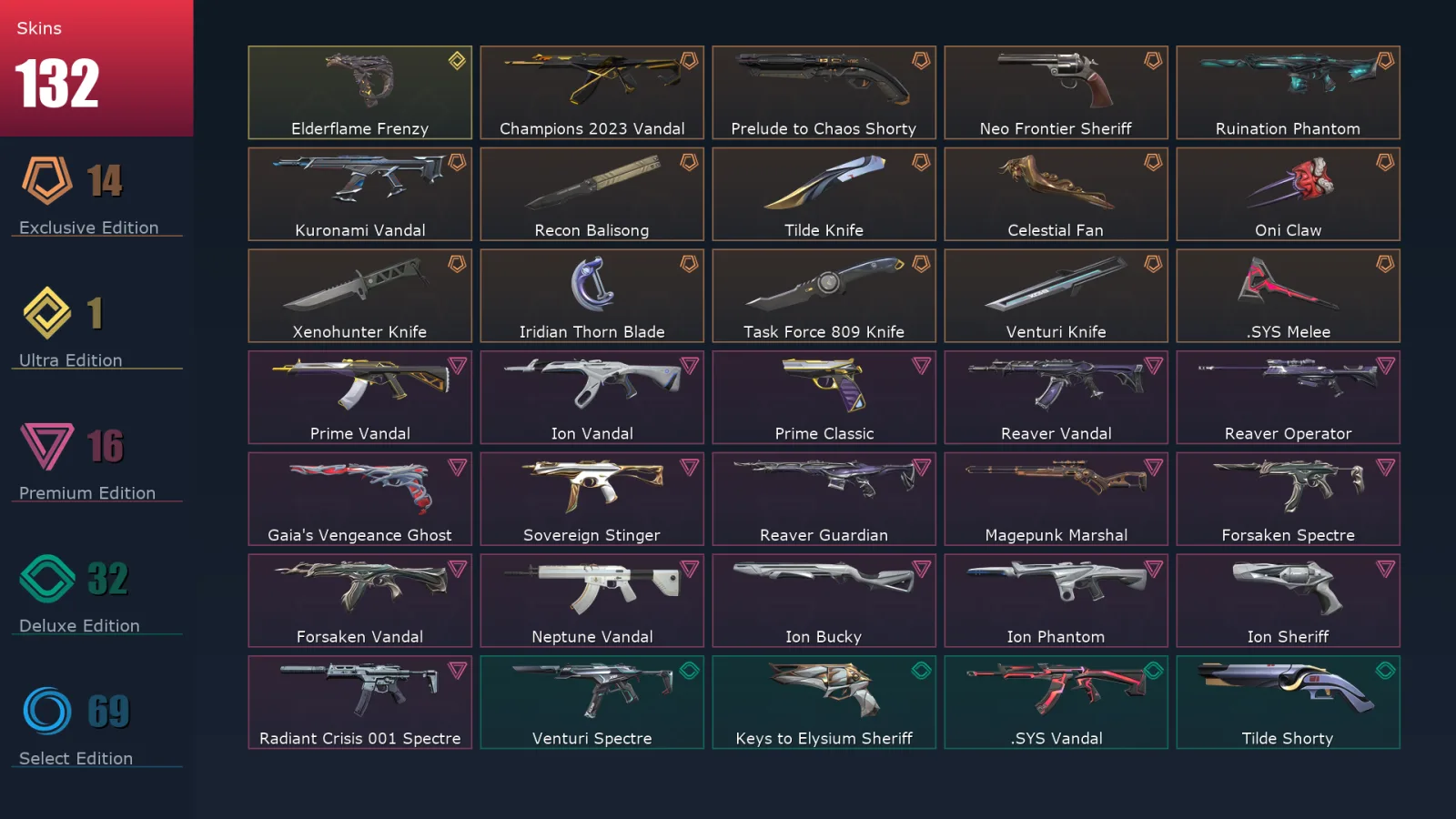 [Valorant] | EU | Level 500 | 29 Agents | 132 Skins
