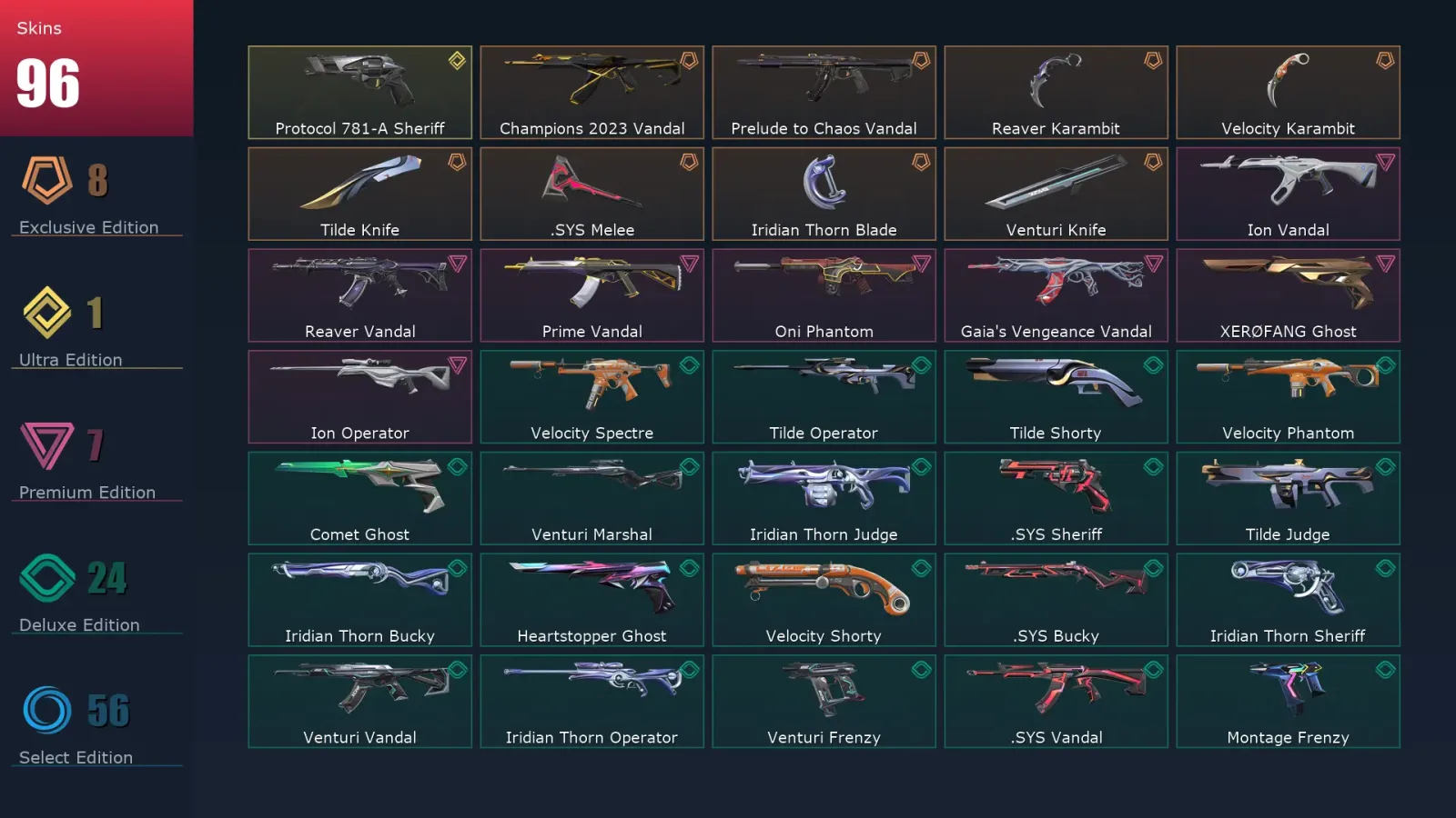 [Valorant] | EU | Level 368 | Gold 2 | 29 Agents | 96 Skins — Valorant account