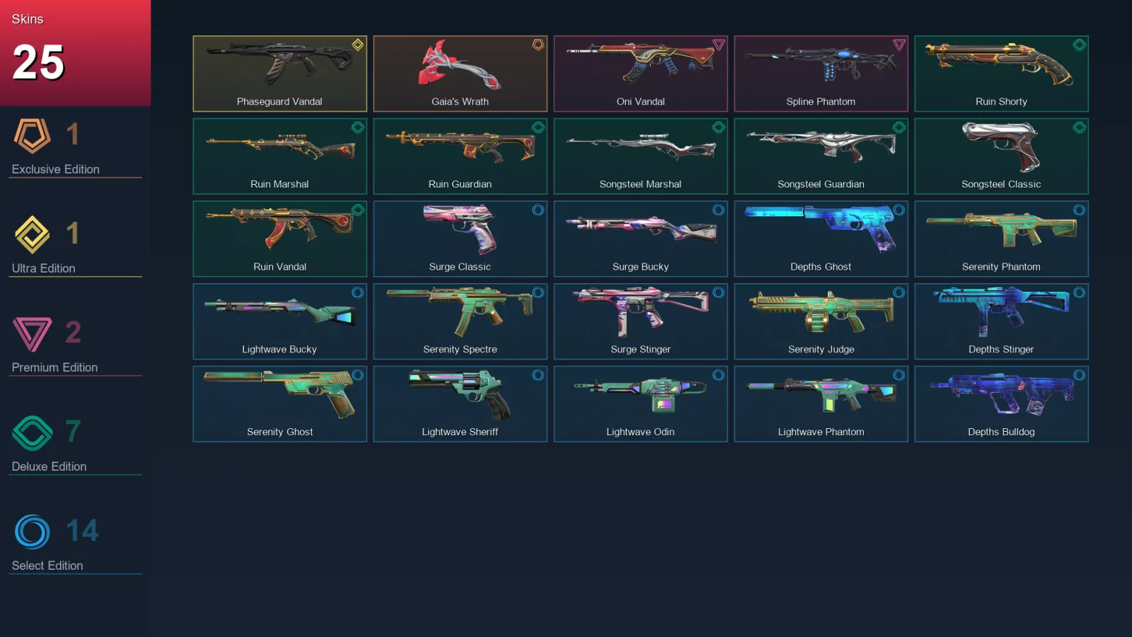 EU | Lv50 | Unranked | 25 Skin | 19 Agent | 40 Buddy