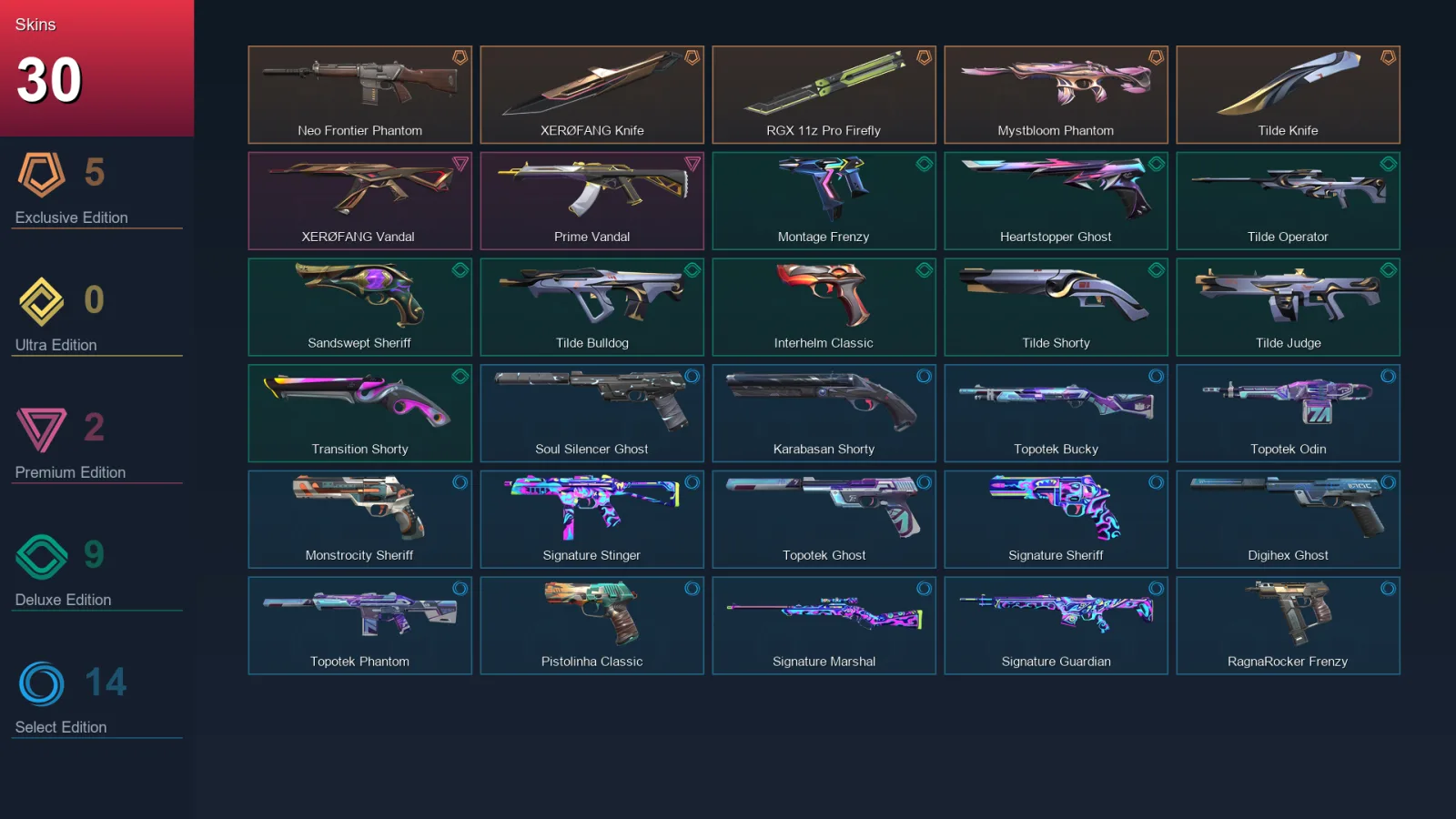 AP | Lv239 | Unranked | 30 Skin | 28 Agent | 85 Buddy — Valorant account