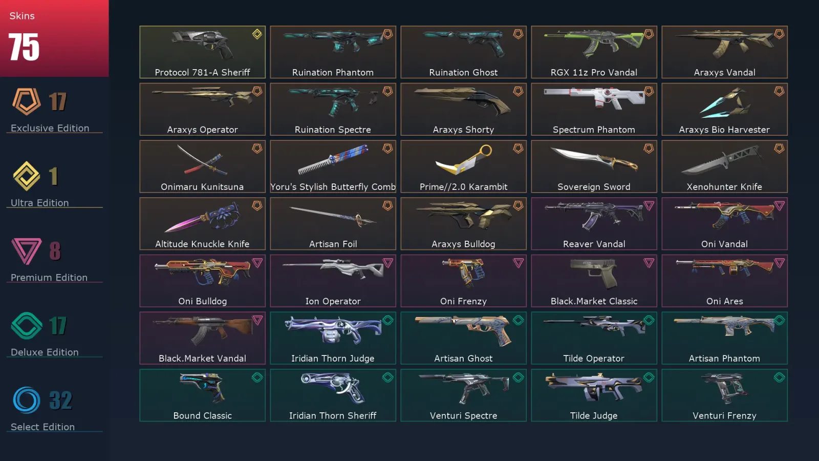 [Valorant] | EU | Level 107 | 24 Agents | 75 Skins — Valorant account