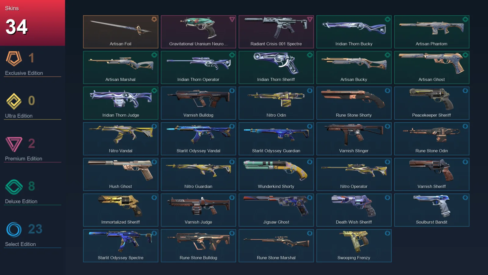 AP | Lv136 | Unranked | 34 Skin | 23 Agent | 67 Buddy