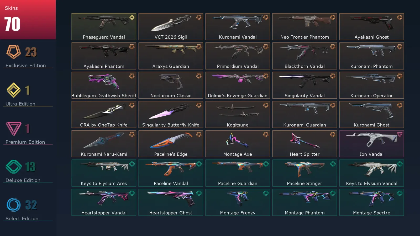 [Valorant] | EU | Level 87 | Diamond 1 | 26 Agents | 70 Skins — Valorant account