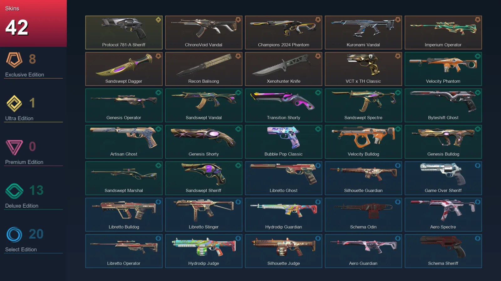 EU | Lv165 | Unranked | 42 Skin | 27 Agent | 67 Buddy
