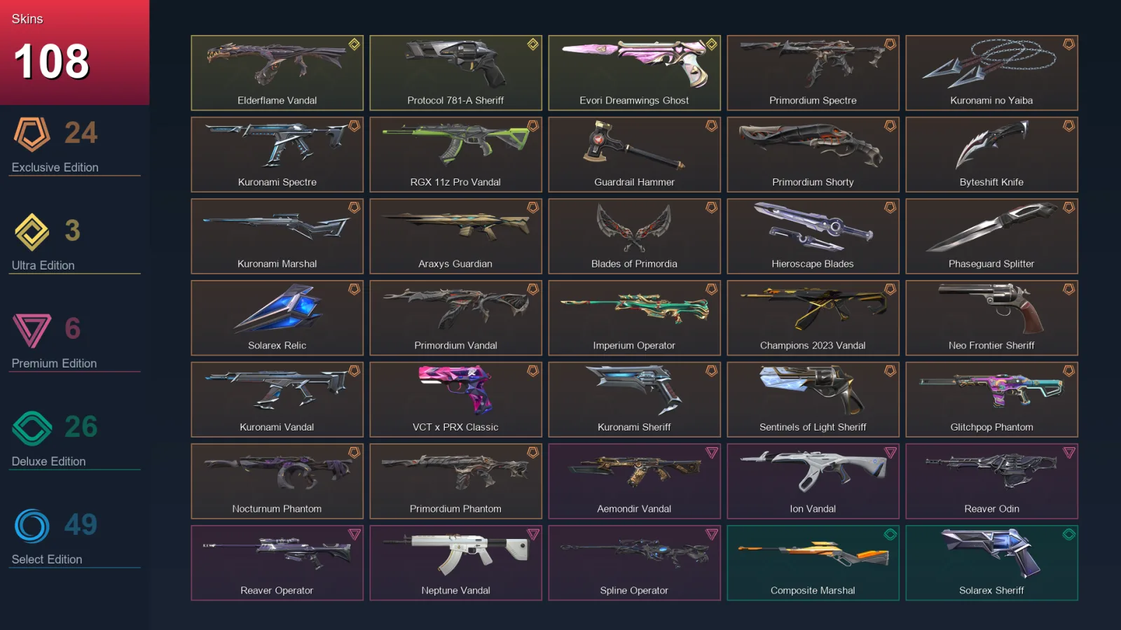AP | Lv222 | Unranked | 108 Skin | 28 Agent | 119 Buddy — Valorant account