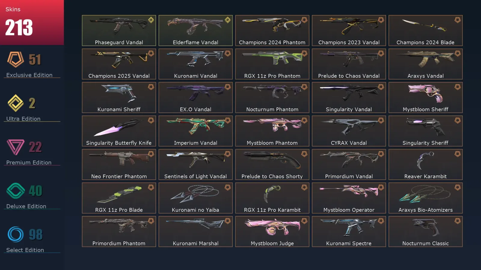 [Valorant] | EU | Level 278 | Diamond 1 | 28 Agents | 213 Skins — Valorant account