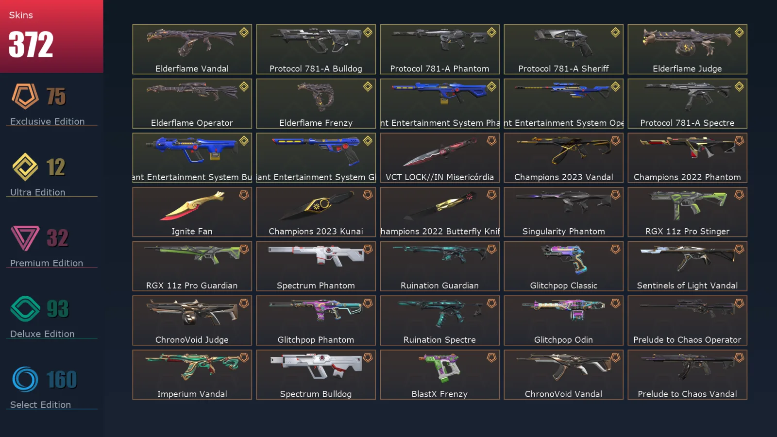 [Valorant] | EU | Level 350 | 25 Agents | 372 Skins