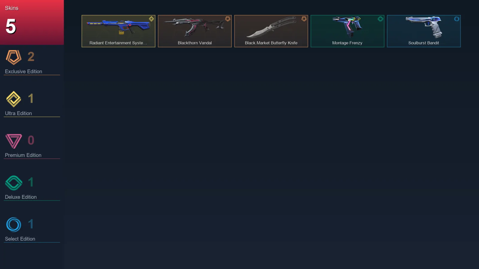 AP | Lv81 | Unranked | 5 Skin | 25 Agent | 23 Buddy