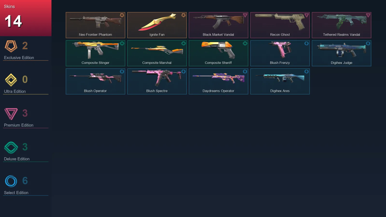 AP | Lv37 | Unranked | 14 Skin | 14 Agent | 21 Buddy