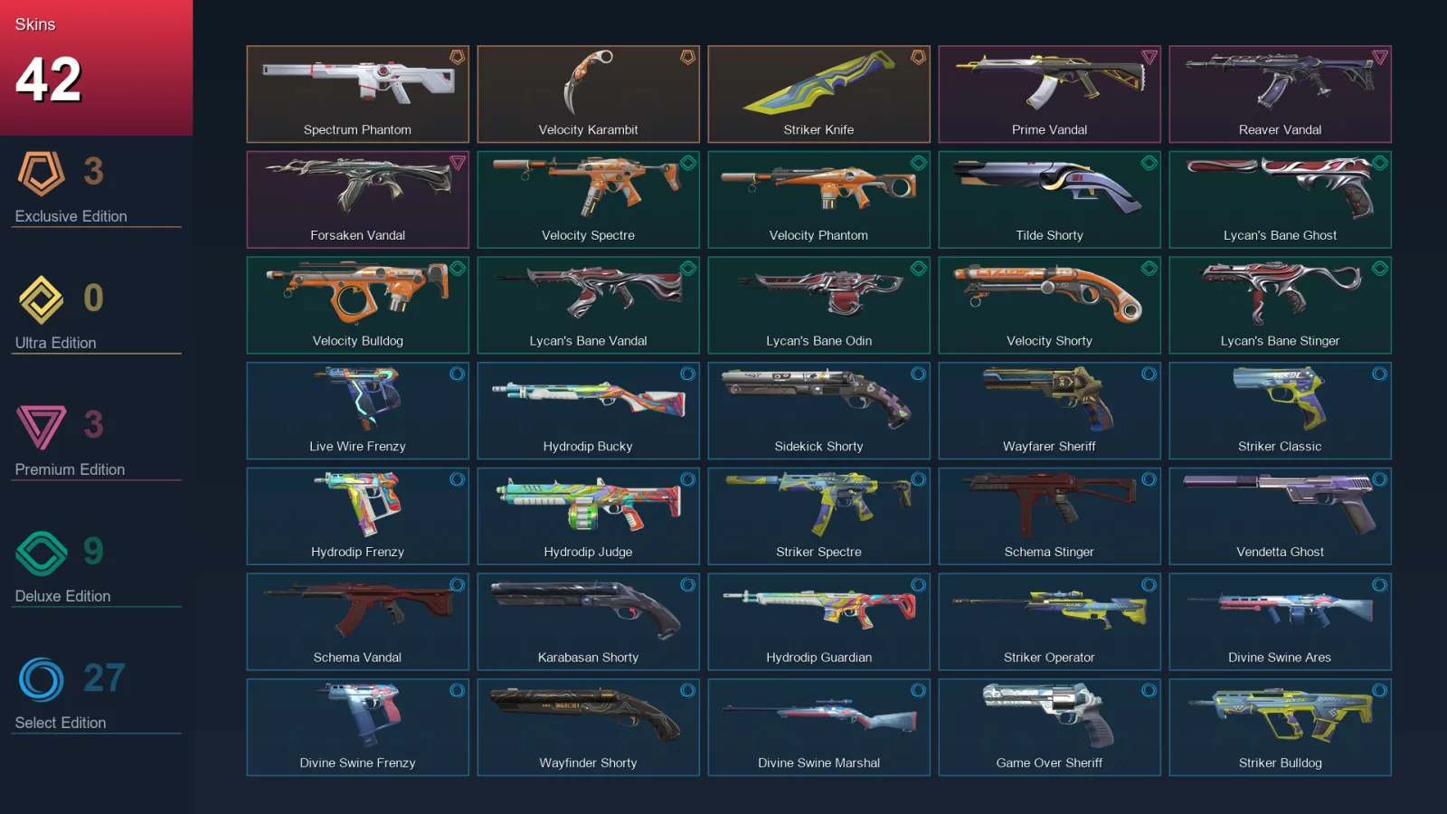 EU | Lv203 | Unranked | 42 Skin | 25 Agent | 90 Buddy