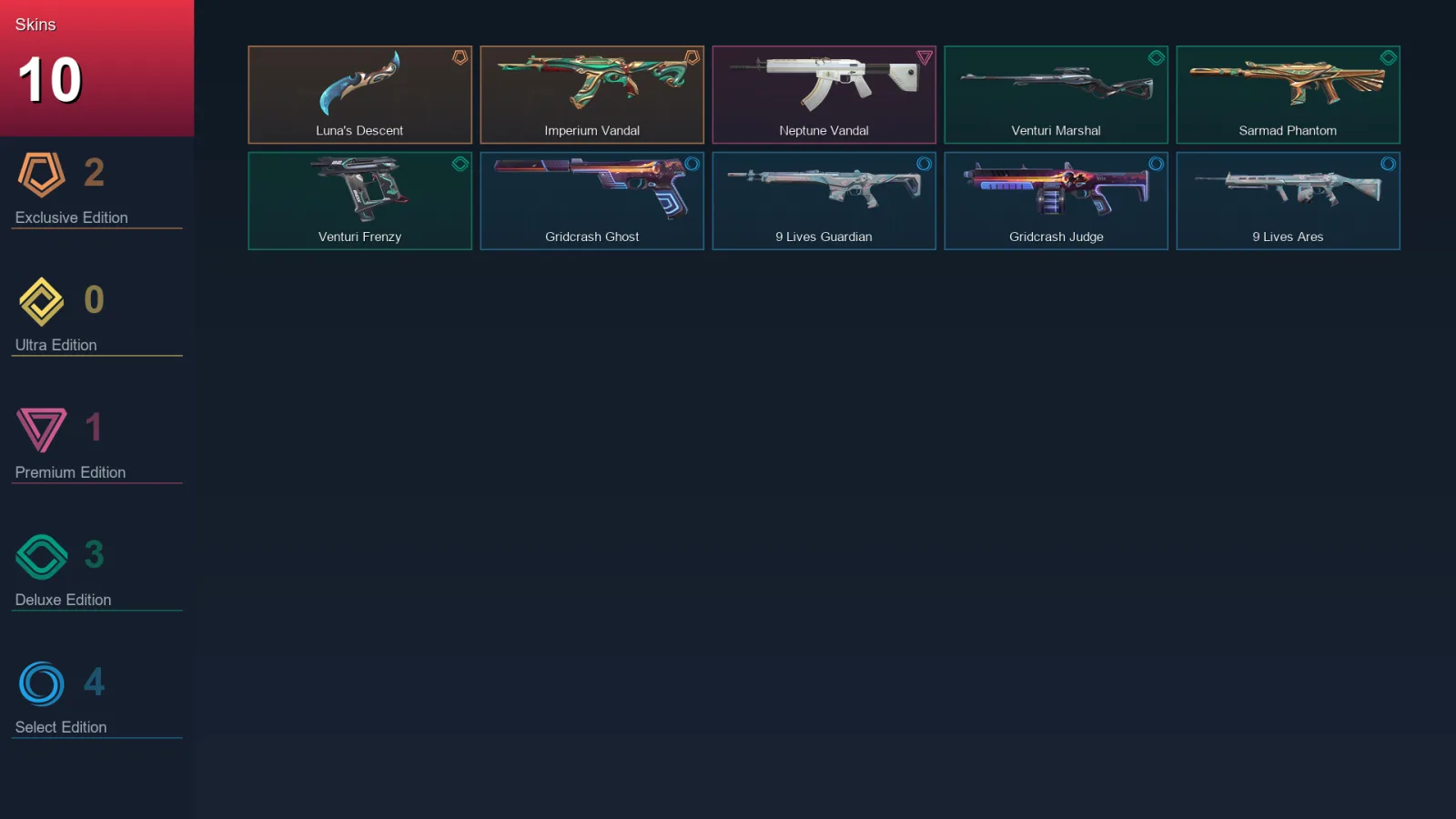 EU | Lv19 | Unranked | 10 Skin | 7 Agent | 8 Buddy — Imperium Vandal
