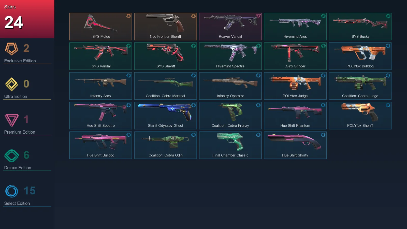 EU | Lv86 | Unranked | 24 Skin | 23 Agent | 49 Buddy