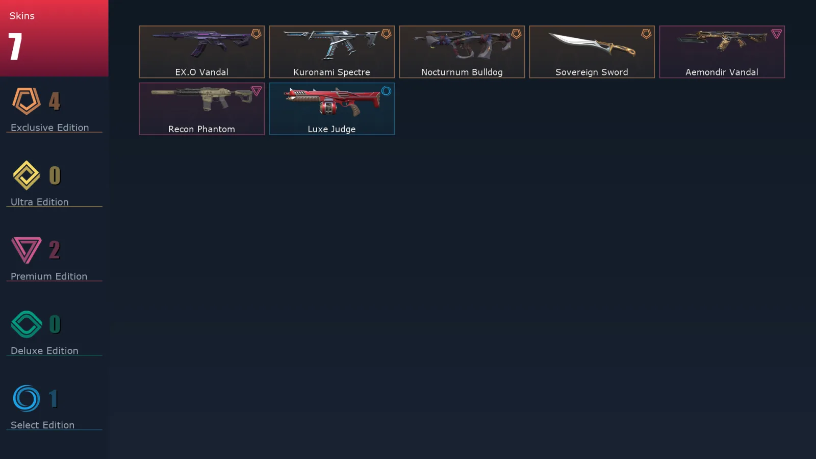 [Valorant] | EU | Level 44 | Platinum 3 | 16 Agents | 7 Skins