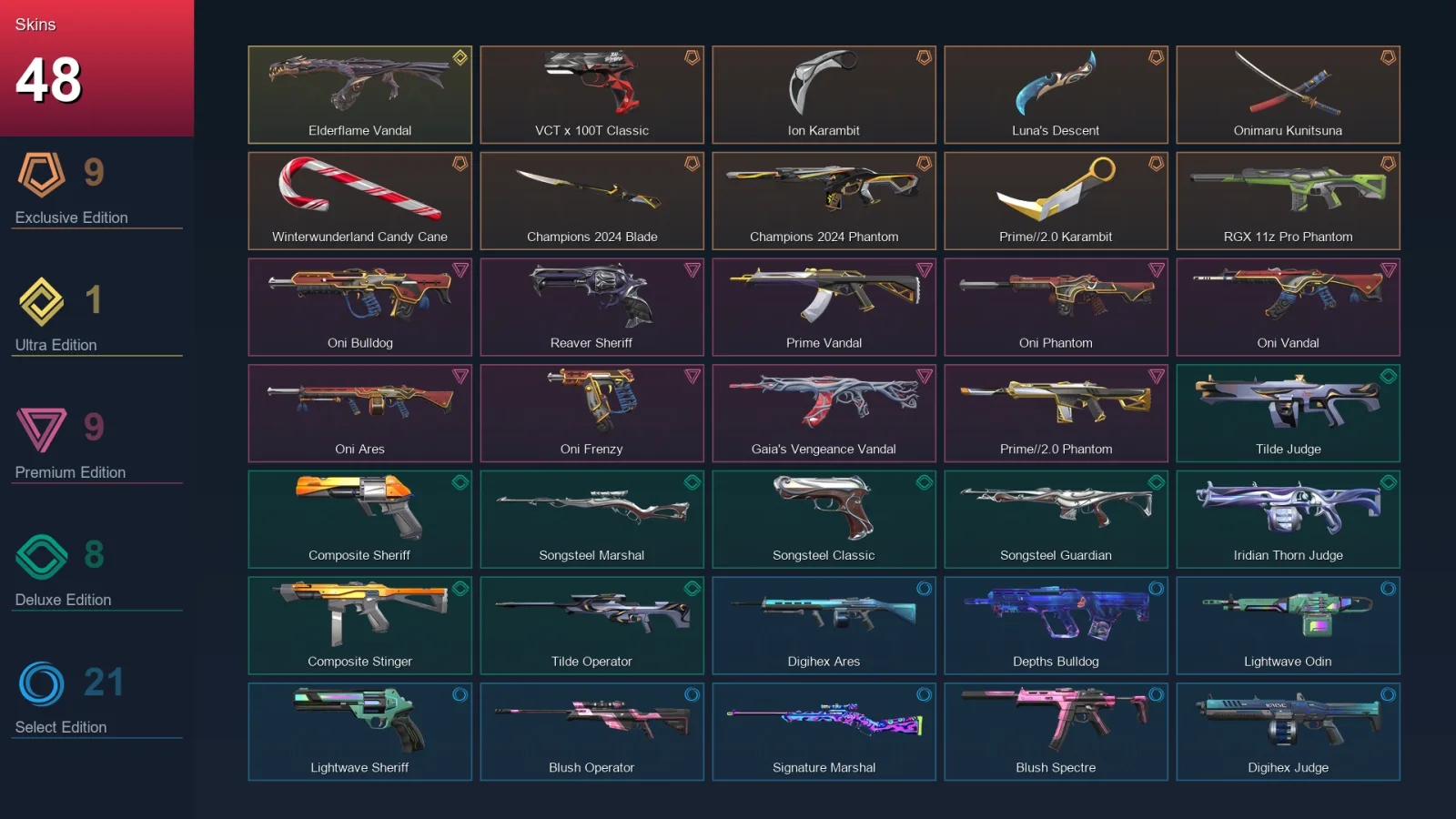 AP | Lv60 | Unranked | 48 Skin | 20 Agent | 55 Buddy &mdash; Valorant account with Classic skin