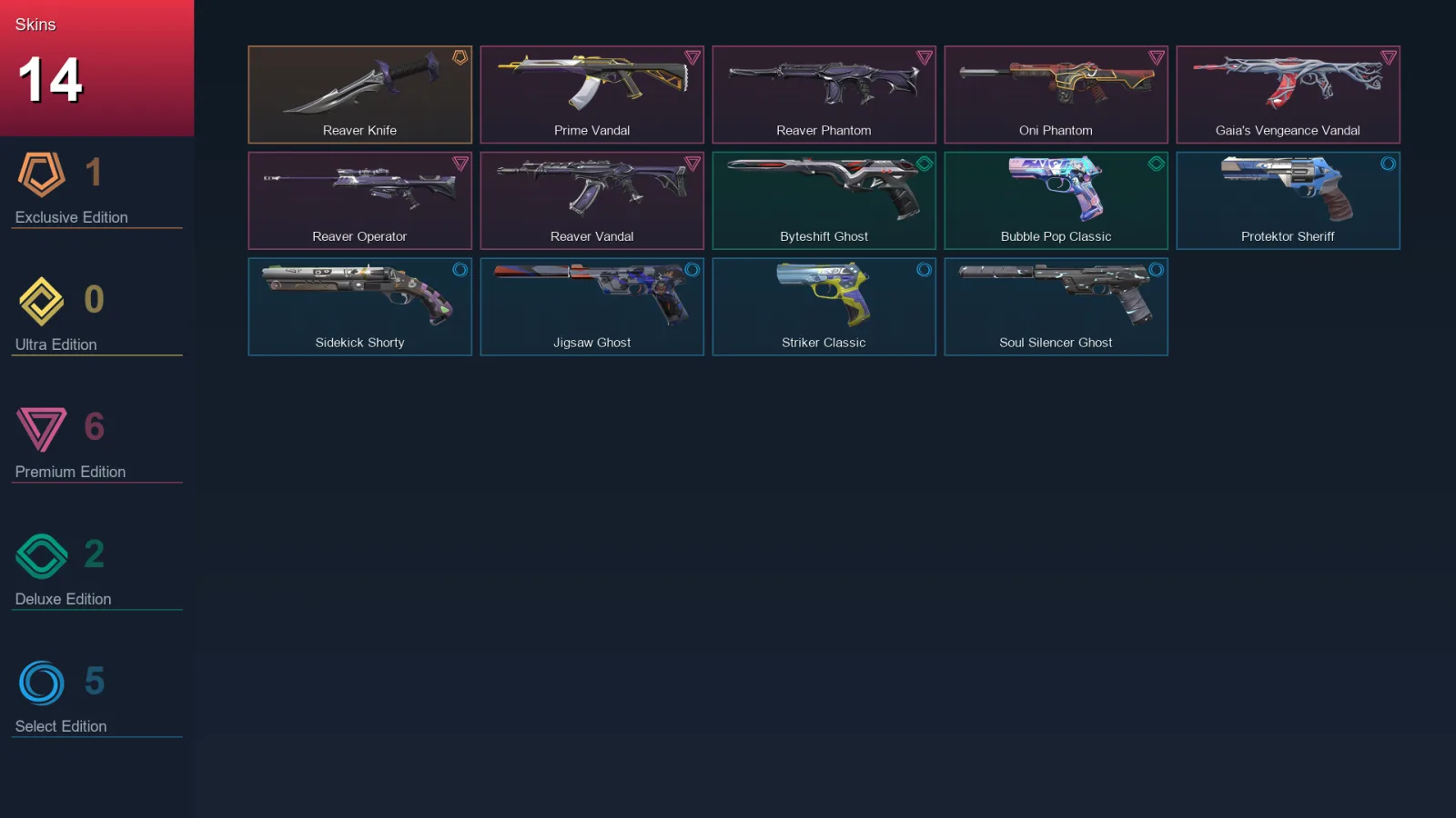 AP | Lv199 | Unranked | 14 Skin | 28 Agent | 89 Buddy — Sidekick Shorty