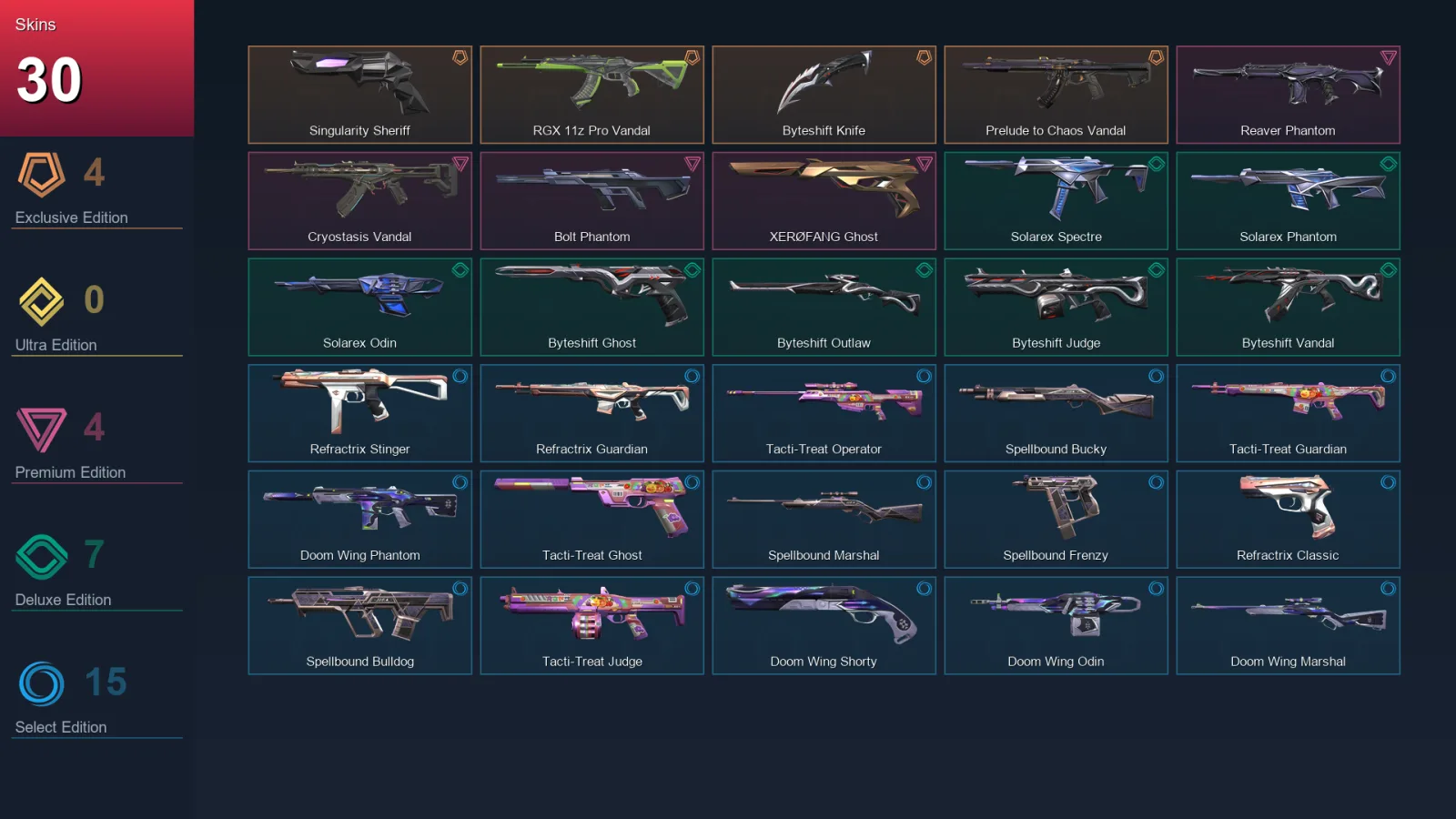 AP | Lv45 | Unranked | 30 Skin | 14 Agent | 29 Buddy