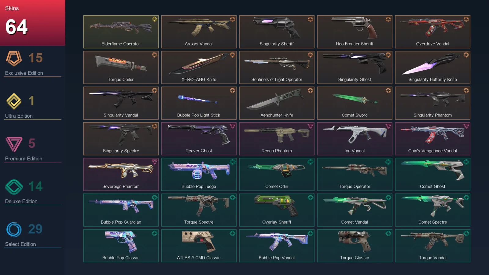 EU | Lv185 | Unranked | 64 Skin | 25 Agent | 77 Buddy
