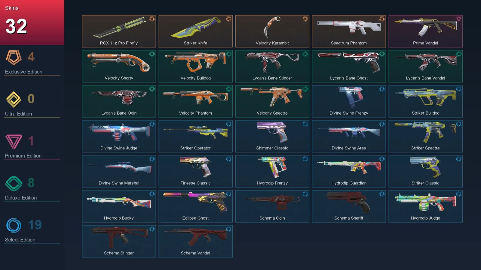 EU | Lv83 | Unranked | 32 Skin | 20 Agent | 44 Buddy — Valorant account