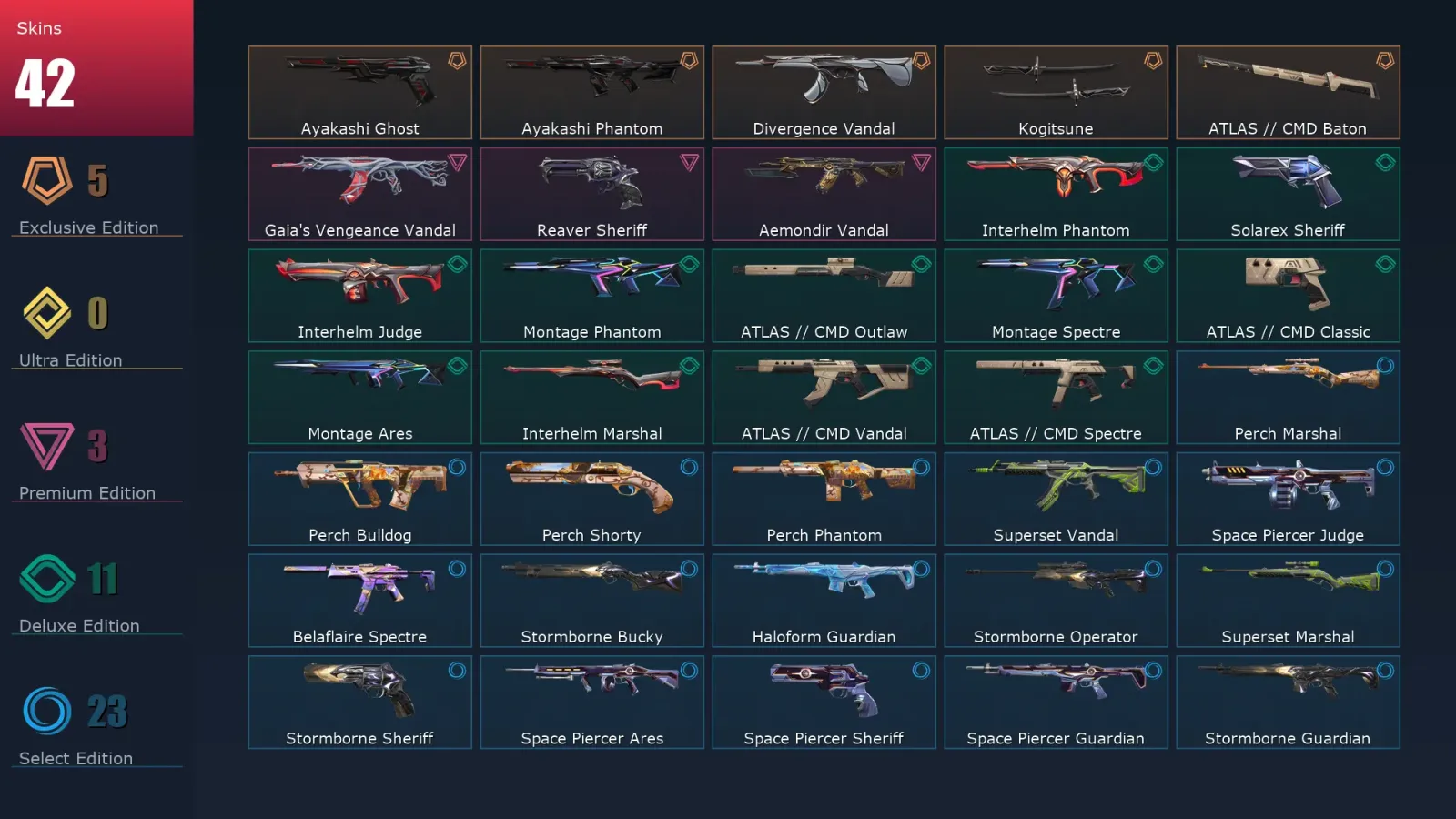 [Valorant] | EU | Level 92 | 15 Agents | 42 Skins
