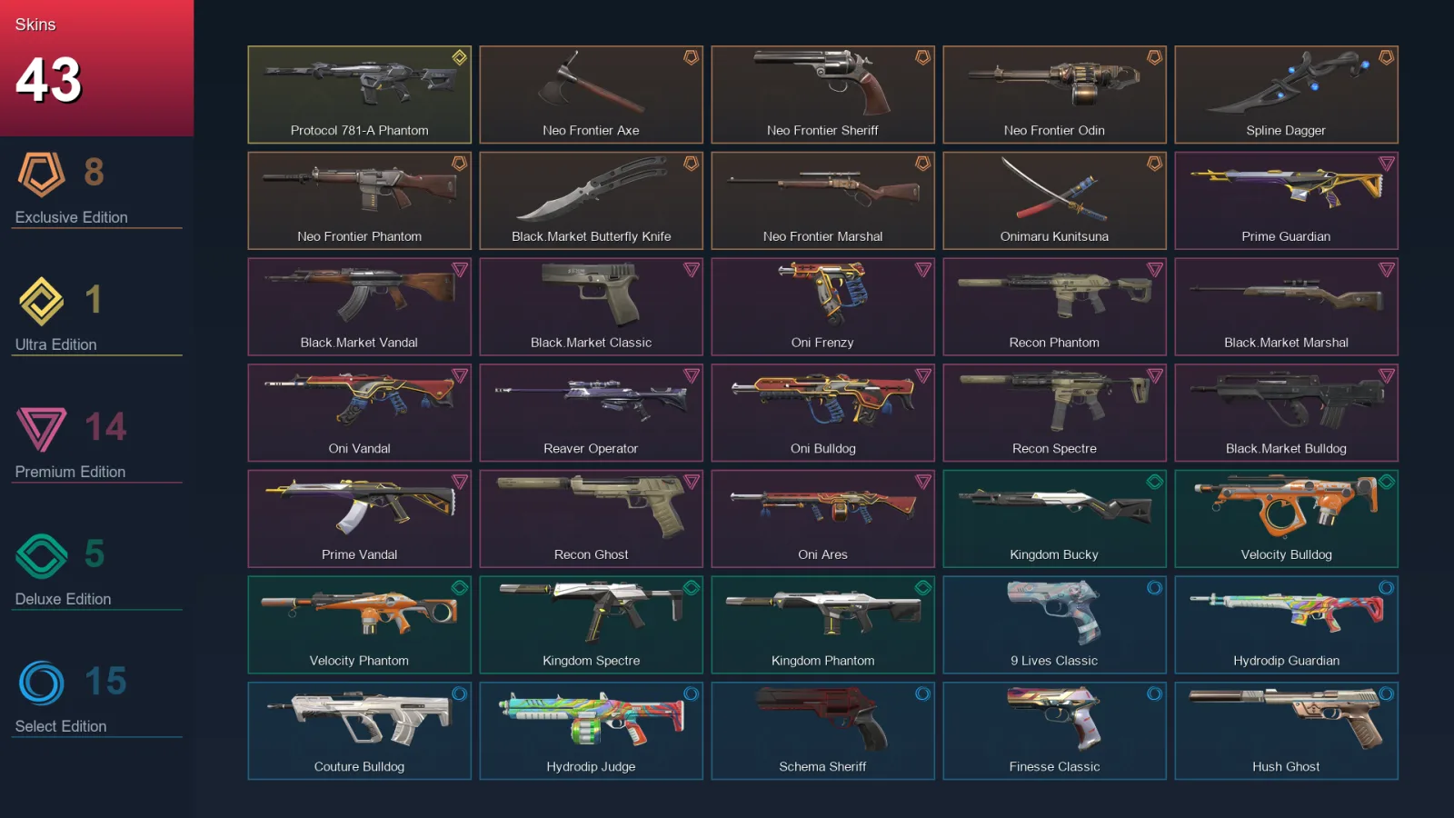 EU | Lv97 | Unranked | 43 Skin | 23 Agent | 61 Buddy