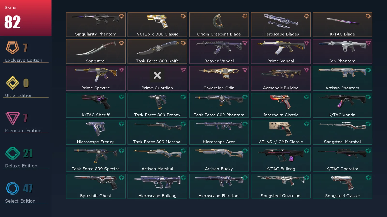 [Valorant] | EU | Level 180 | 29 Agents | 82 Skins