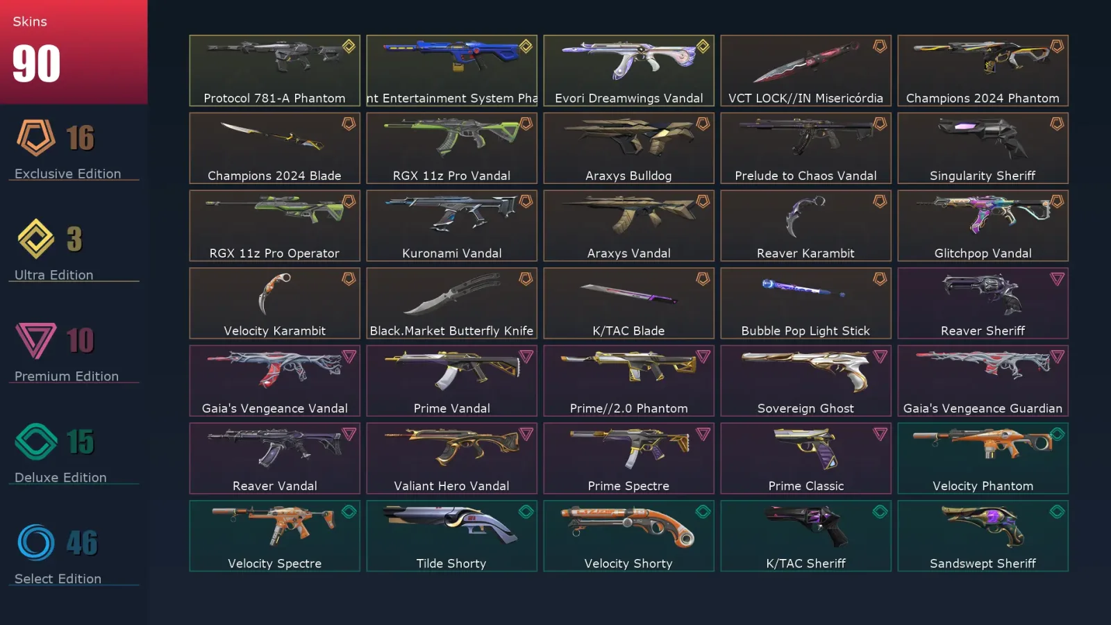 [Valorant] | EU | Level 369 | 28 Agents | 90 Skins — Valorant account