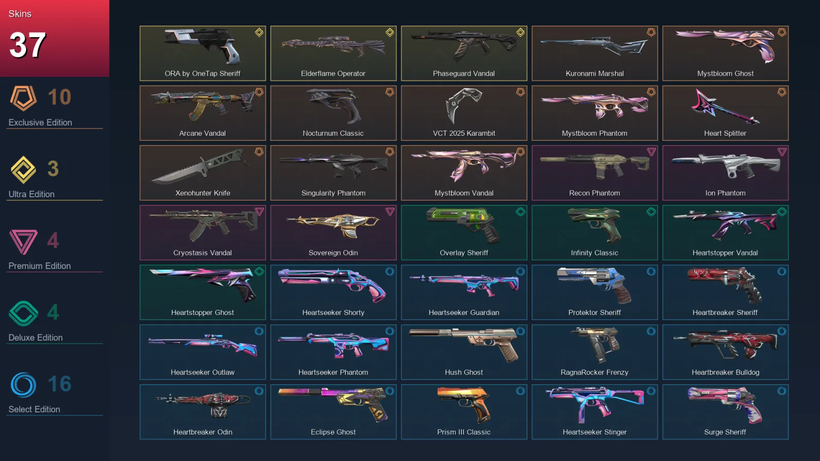 AP | Lv162 | Unranked | 37 Skin | 28 Agent | 76 Buddy — Valorant account
