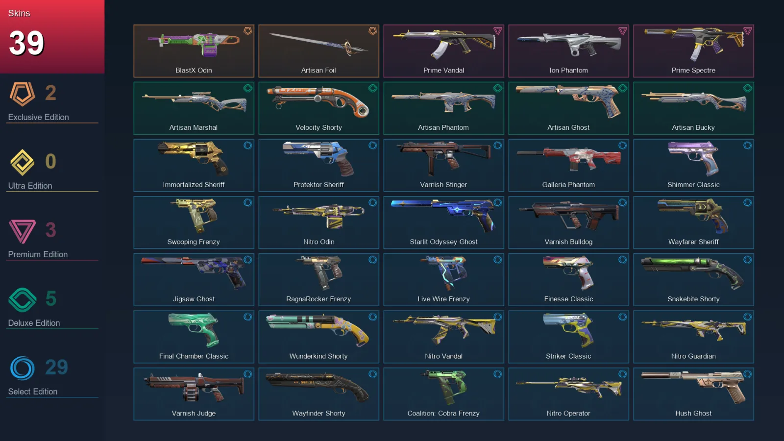 BR | Lv209 | Unranked | 39 Skin | 20 Agent | 83 Buddy — Valorant account