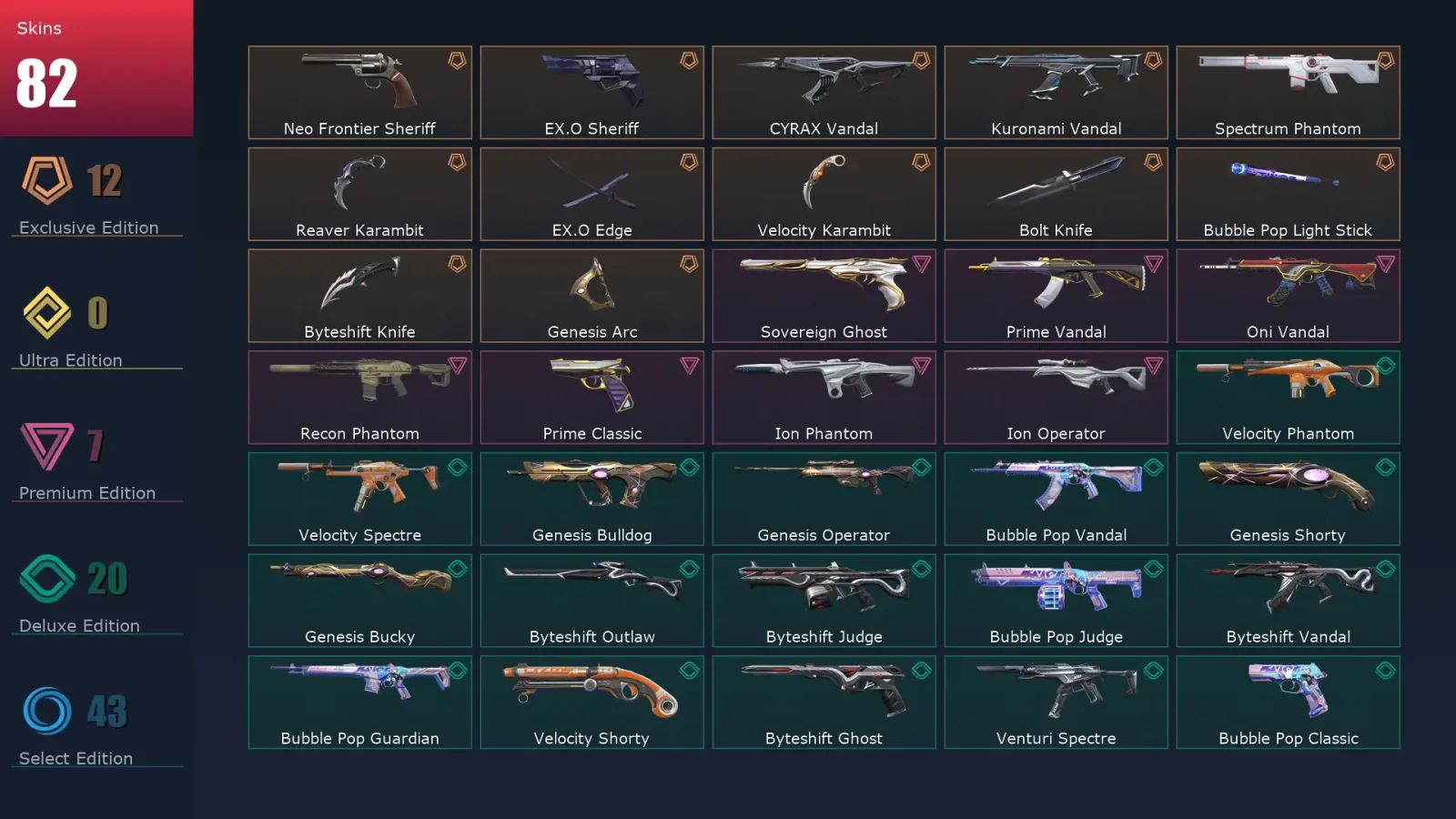 [Valorant] | EU | Level 163 | 28 Agents | 82 Skins — Valorant account