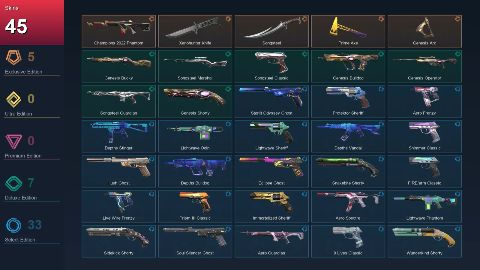 AP | Lv246 | Unranked | 45 Skin | 28 Agent | 107 Buddy