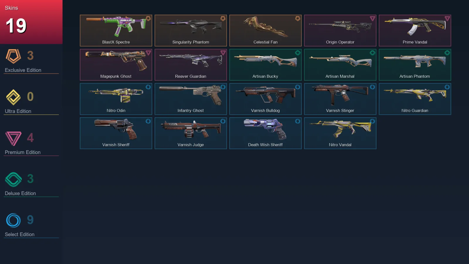 AP | Lv81 | Unranked | 19 Skin | 18 Agent | 40 Buddy
