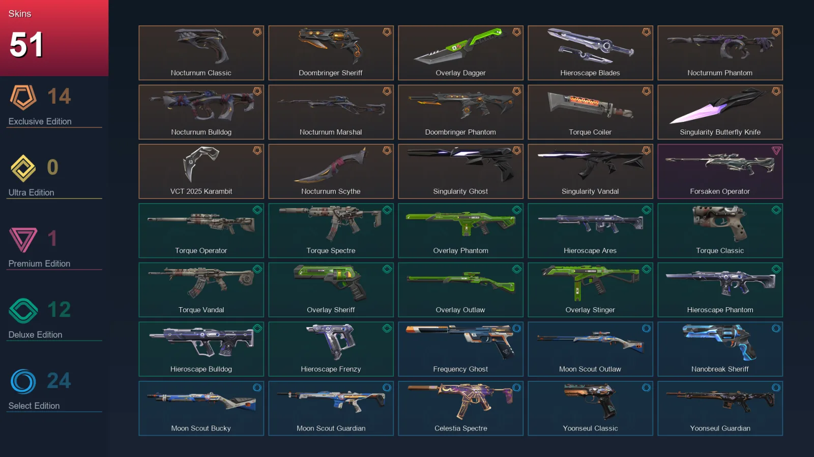 EU | Lv55 | Unranked | 51 Skin | 20 Agent | 45 Buddy — Valorant account